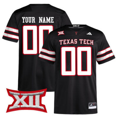 Custom Texas Tech Red Raiders Football Black Alternate Premier Jersey - All Stitched