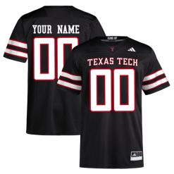 Custom Texas Tech Red Raiders Football Black Alternate Premier Jersey - All Stitched