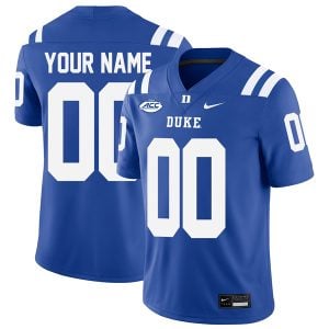 Custom Duke Blue Devils Football Royal Home Game Jersey w/ ACC Patch - All Stitched