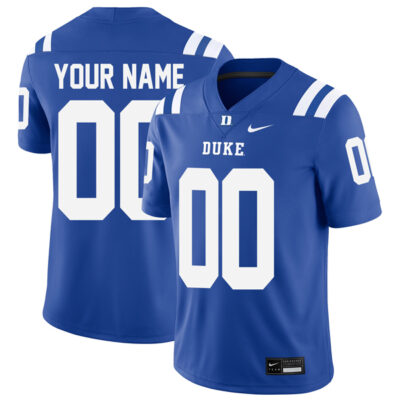 Custom Duke Blue Devils Football Royal Home Game Jersey - All Stitched