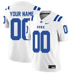 Custom Duke Blue Devils Football White Away Game Jersey - All Stitched