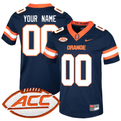 Custom Syracuse Orange Football Navy Home Game Jersey w/ ACC Patch - All Stitched