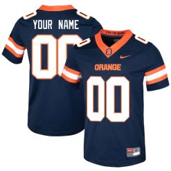 Custom Syracuse Orange Football Navy Home Game Jersey - All Stitched