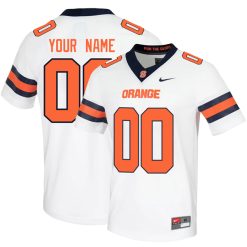 Custom Syracuse Orange Football White Away Game Jersey - All Stitched