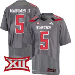 Patrick Mahomes Texas Tech Red Raiders Football Grey Jersey - All Stitched