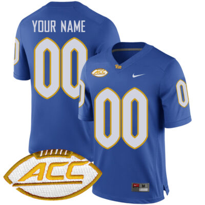 Custom Pittsburgh Panthers Football Royal Game Jersey w/ ACC Patch - All Stitched