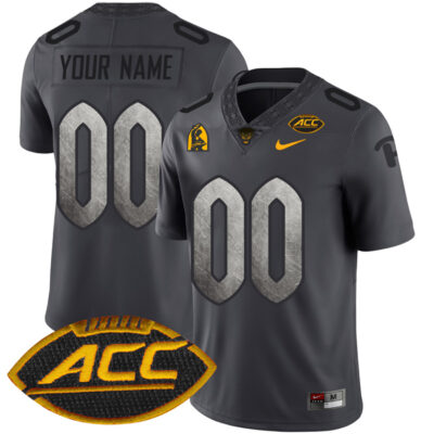 Custom Pittsburgh Panthers Football Anthracite Alternate Jersey w/ ACC Patch - All Stitched