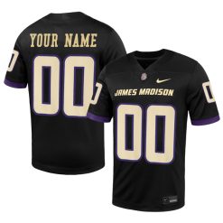 Custom James Madison Dukes Football Black Alternate Jersey - All Stitched