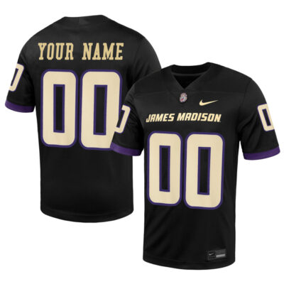 Custom James Madison Dukes Football Black Alternate Jersey - All Stitched