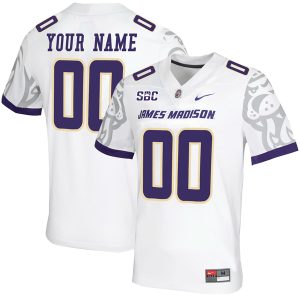 Custom James Madison Dukes Football White Jersey w/ SBC Patch - All Stitched