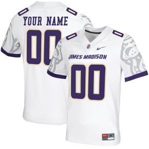 Custom James Madison Dukes Football White Jersey - All Stitched