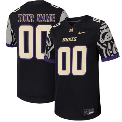 Custom James Madison Dukes Football Black Jersey - All Stitched