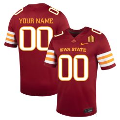 Custom Iowa State Cyclones Football Cardinal Home Jersey - All Stitched