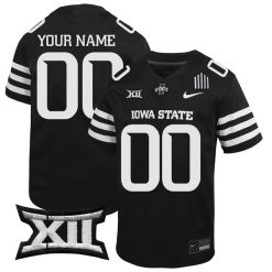 Custom Iowa State Cyclones Football Black Alternate Jersey w/ XII Patch - All Stitched