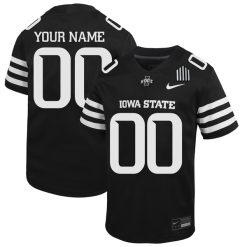 Custom Iowa State Cyclones Football Black Alternate Jersey - All Stitched