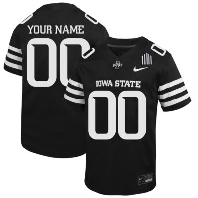 Custom Iowa State Cyclones Football Black Alternate Jersey - All Stitched