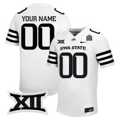 Custom Iowa State Cyclones Football White Alternate Jersey w/ XII Patch - All Stitched