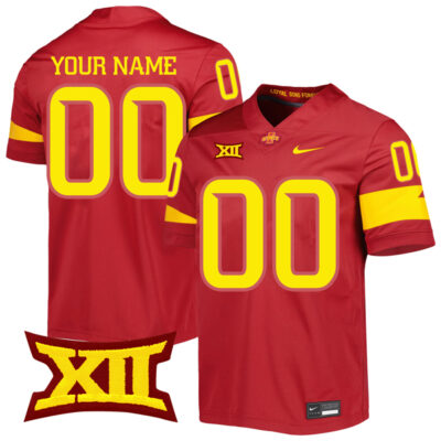 Custom Iowa State Cyclones Football Cardinal Untouchable Jersey w/ XII Patch - All Stitched