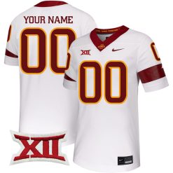 Custom Iowa State Cyclones Football White Untouchable Jersey w/ XII Patch - All Stitched