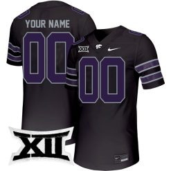 Custom Kansas State Wildcats Football Black Untouchable Jersey w/ XII Patch - All Stitched