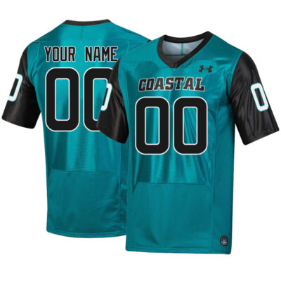 Custom Coastal Carolina Chanticleers Football Teal Home Jersey - All Stitched