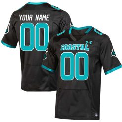 Custom Coastal Carolina Chanticleers Football Black Alternate Jersey - All Stitched