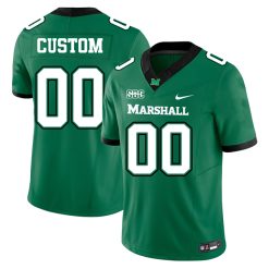 Custom Marshall Thundering Herd Football Green Home Jersey w/ SBC Patch - All Stitched