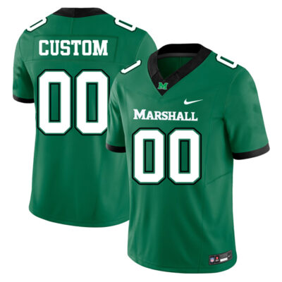Custom Marshall Thundering Herd Football Green Home Jersey - All Stitched
