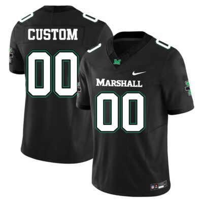 Custom Marshall Thundering Herd Football Black Alternate Jersey - All Stitched