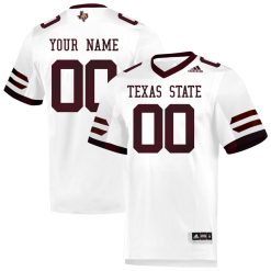 Custom Texas State Bobcats Football White Away Jersey - All Stitched