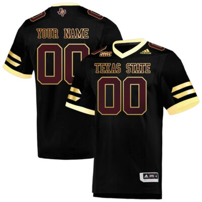 Custom Texas State Bobcats Football Black Alternate Jersey w/ SBC Patch - All Stitched