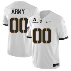 Custom Army Black Knights Football White Away Jersey w/ AAC Patch - All Stitched