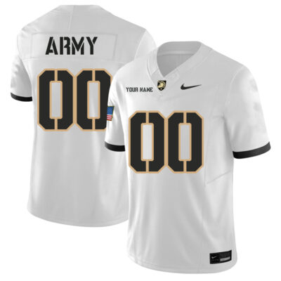 Custom Army Black Knights Football White Away Jersey - All Stitched