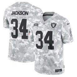 Bo Jackson Las Vegas Raiders 2024 Salute To Service Arctic Camo Jersey - All Stitched