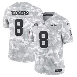 Aaron Rodgers New York Jets 2024 Salute To Service Arctic Camo Jersey - All Stitched