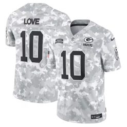 Jordan Love Green Bay Packers 2024 Salute To Service Arctic Camo Jersey - All Stitched