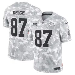 Travis Kelce Kansas City Chiefs 2024 Salute To Service Arctic Camo Jersey - All Stitched