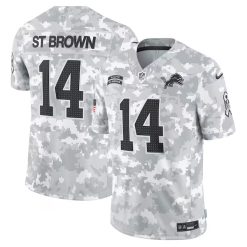 Amon Ra St Brown Detroit Lions 2024 Salute To Service Arctic Camo Jersey - All Stitched