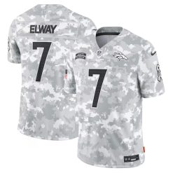 John Elway Denver Broncos 2024 Salute To Service Arctic Camo Jersey - All Stitched