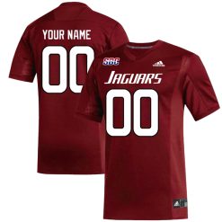 Custom South Alabama Jaguars Football Red Alternate Jersey w/ SBC Patch - All Stitched