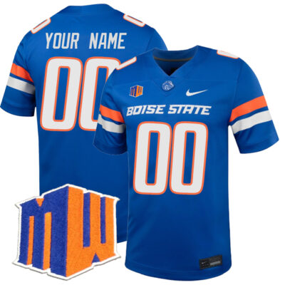 Custom Boise State Broncos Football Royal Home Jersey w/ MWC Patch - All Stitched