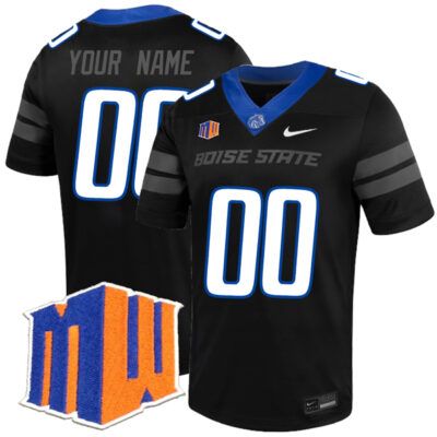 Custom Boise State Broncos Football Black Alternate Jersey w/ MWC Patch - All Stitched