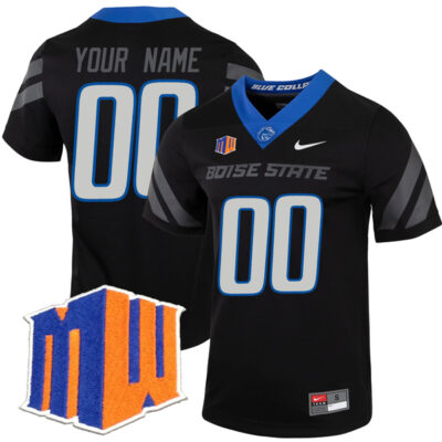 Custom Boise State Broncos Football Black Untouchable Jersey w/ MWC Patch - All Stitched