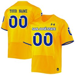 Custom San Jose State Spartans Football Gold Alternate Jersey - All Stitched