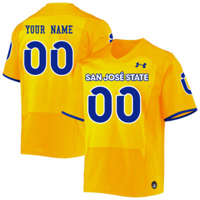 Custom San Jose State Spartans Football Gold Alternate Jersey - All Stitched