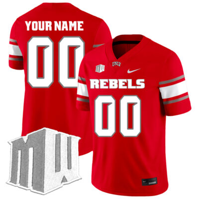 Custom UNLV Rebels Football Red Home Jersey w/ MWC Patch - All Stitched