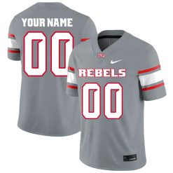 Custom UNLV Rebels Football Grey Alternate Jersey - All Stitched