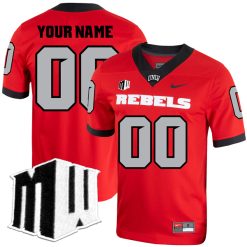 Custom UNLV Rebels Football Red Alternate Jersey w/ MWC Patch - All Stitched