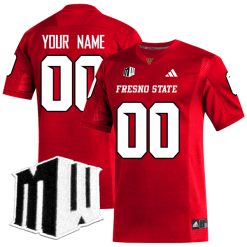 Custom Fresno State Bulldogs Football Red Home Jersey w/ WMC Patch - All Stitched