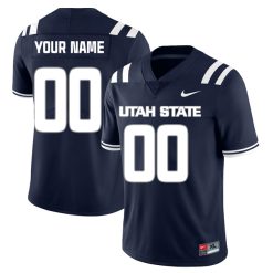 Custom Utah State Aggies Football Navy Home Jersey - All Stitched